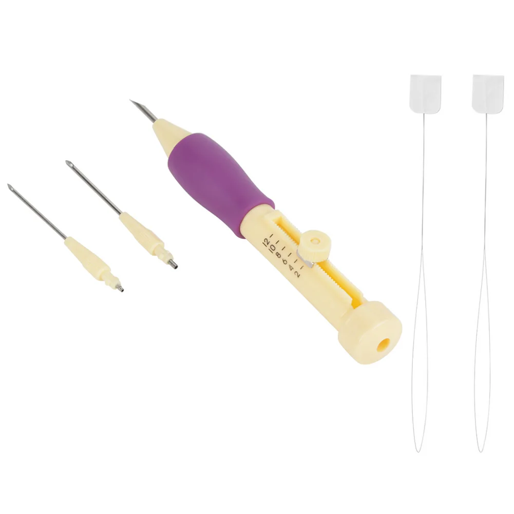 Versatile Embroidery Needle Punch Kit with Adjustable Pen and Accessories