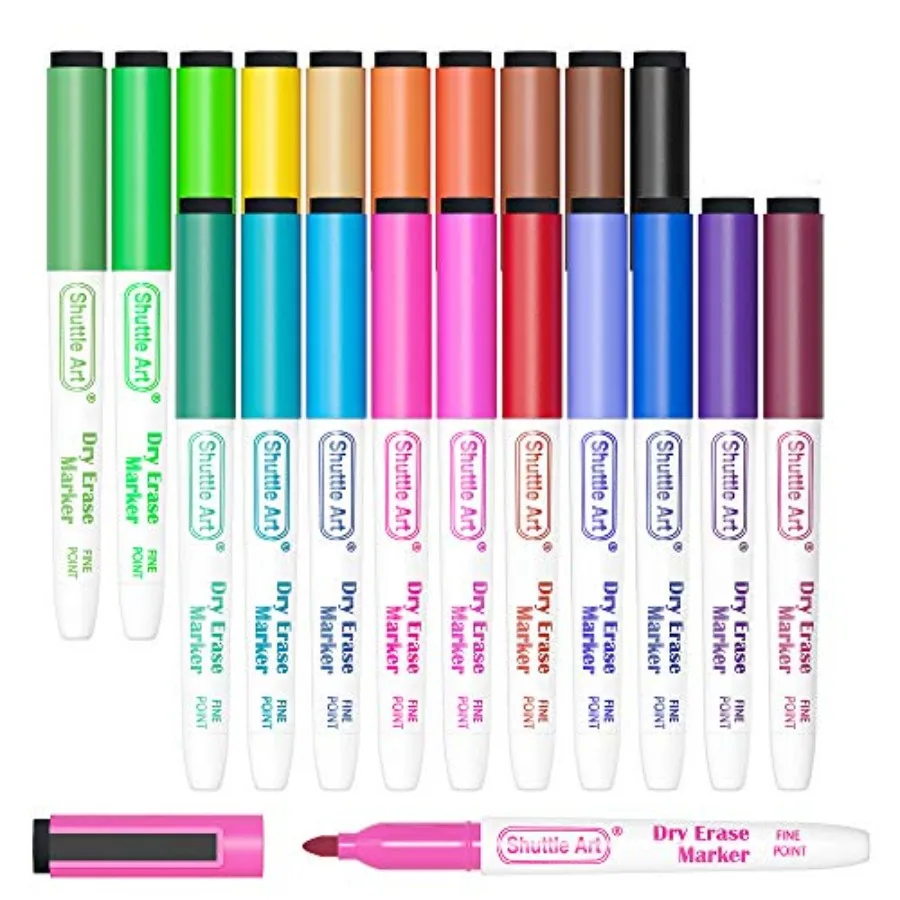 Magnetic Whiteboard Markers, 20 Pieces Fine Tip and Eraser, Dry Erase Whiteboard Markers, for Writing on Whiteboards, Weekly Pl