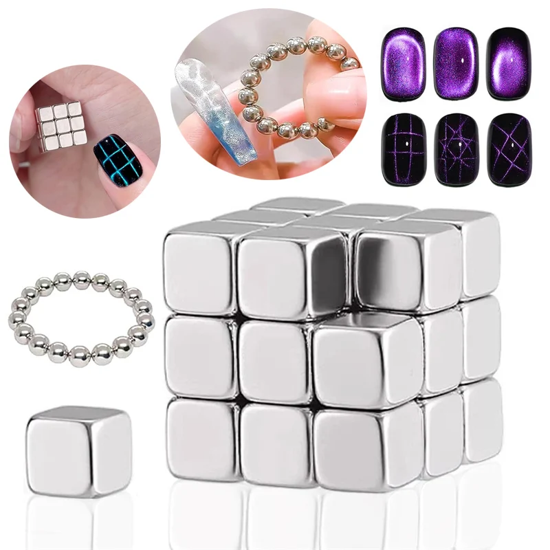 Multi-function Cube Magnet 5mm Nail Art Cat Eye UV Magnetic Attraction Magnets Set Round Magnet Beads Nail Art Design Tool 47pcs
