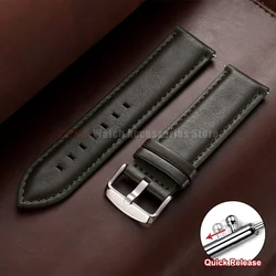 Vintage Brown Genuine Leather Quick Release Watch Strap - Universal Replacement Watchband - 22mm (Green)