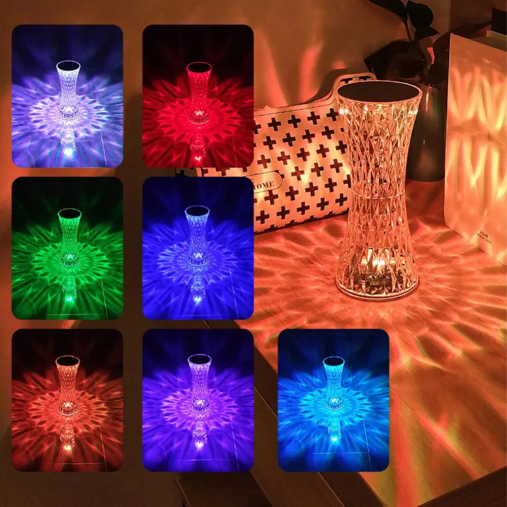 Led Touch Sensor Diamond Table Lamp Small Waist Crystal Decoration Light For Bar Bedroom Bedside Coffee Desk Night Lighting Gift