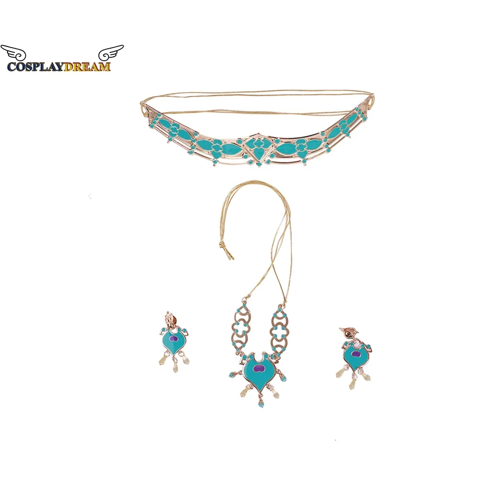 3pieces/Set Necklace Earrings Jasmine Cosplay Accessory Jewelry Resin Pendants Jasmine Cosplay Jewelry Women Gift Halloween Gift
