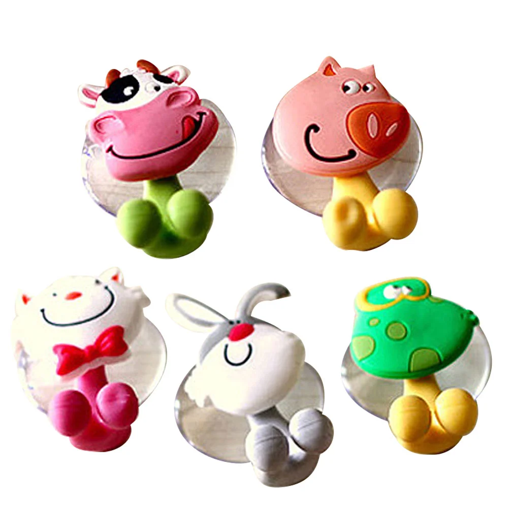 

5pcs Different Creative Cartoon Animals Style Strong Suction Cup Toothbrush Holders