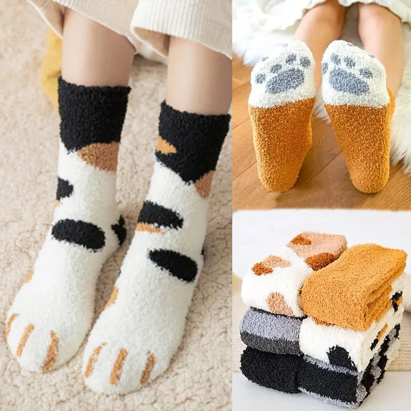 Compre Mulheres inverno quente meias fofas casa chão dormir meias moda  kawaii animal grosso velo fuzzy meias