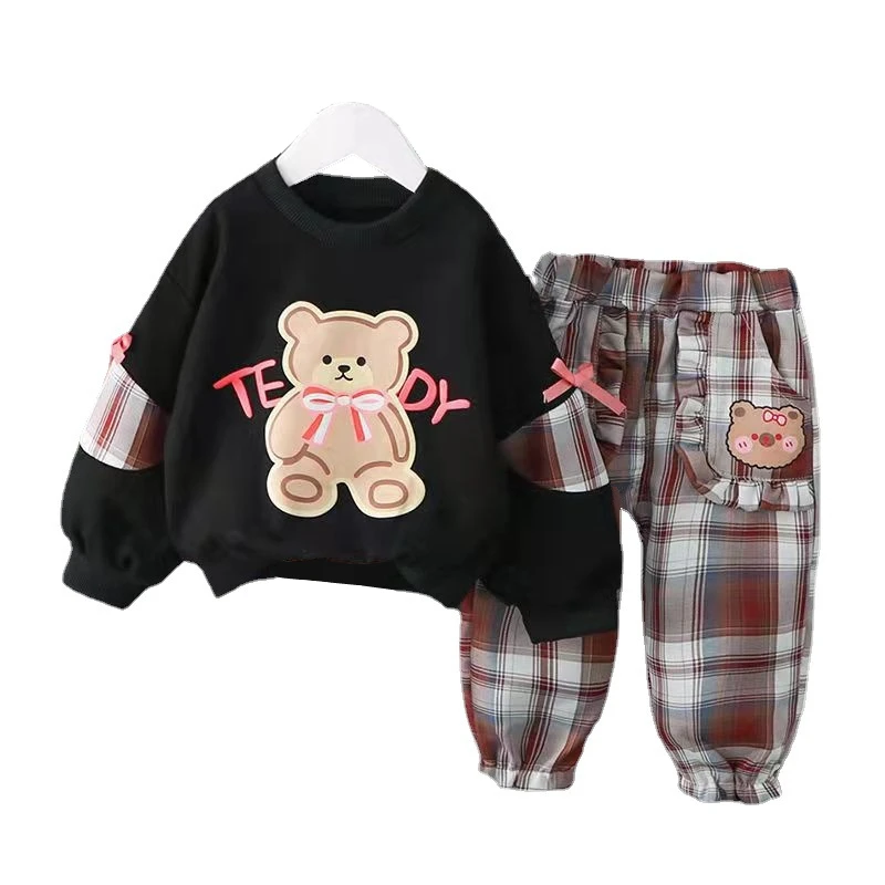 

New Spring Autumn Baby Girls Clothes Suit Children Fashion Cartoon T-Shirt Pants 2Pcs/Set Toddler Casual Costume Kids Tracksuits