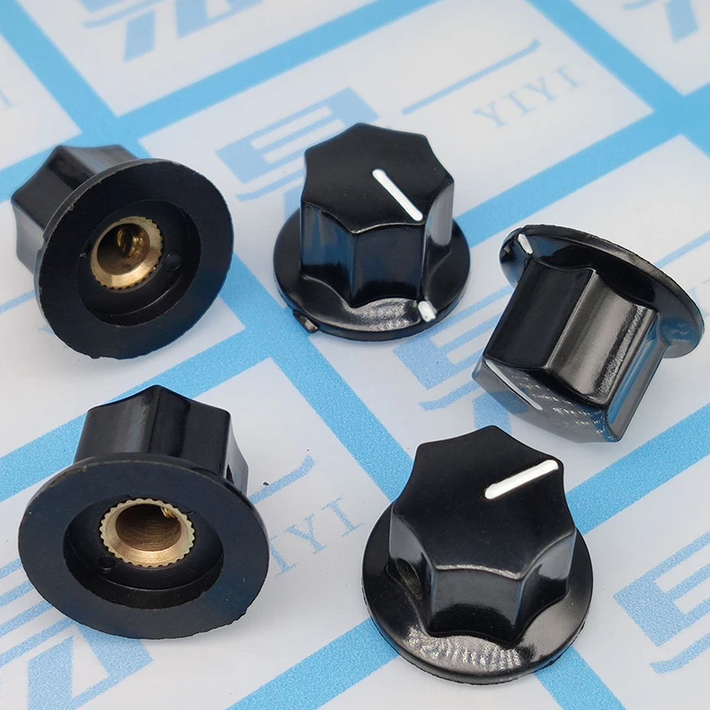 Brass Plug-in Amplifier Adjustment Knob Cap B01 Rubber Wood Knob Instrument Instrument Cap Guitar Potentiometer