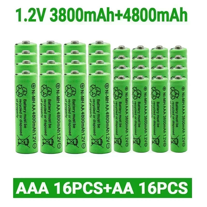 1.2V AA 4800mAh NI-MH Rechargeable Batteries+1.2 V AAA 3800 MAh Rechageable Battery NI-MH Battery 5