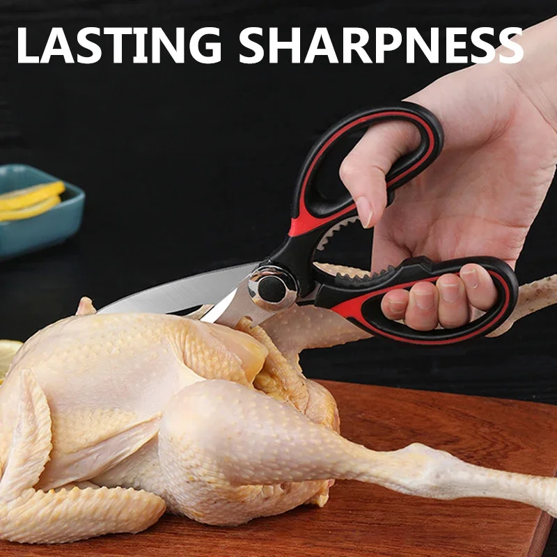 Multifunctional Kitchen Scissors Cutting Knife  Stainless Steel Kitchen Meat  Scissors Chicken Bone Opening Bottle