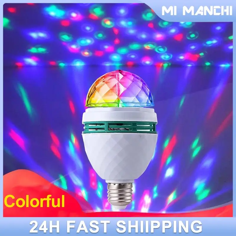 

Birthday Party E27 Colorful Auto Rotating RGB LED Stage Light Effect Disco Lamp Crystal Magic Ball Club Bulb DJ AC 220V