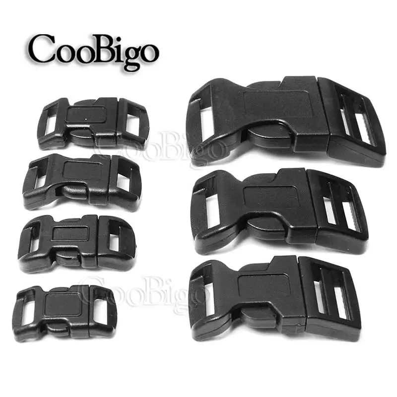 100pcs/lot 5/8contoured Curved Side Release Black Plastic Buckles For Bag  Diy Webbing Straps Paracord Bracelet - Buckles & Hooks - AliExpress