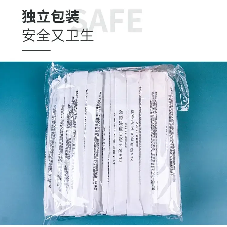 100/200pcs Disposable PLA Biodegradable Straw Separate Packaging of 0.6/1.2cm Caliber Pearl Milk Tea Beverage Straws Food Grade