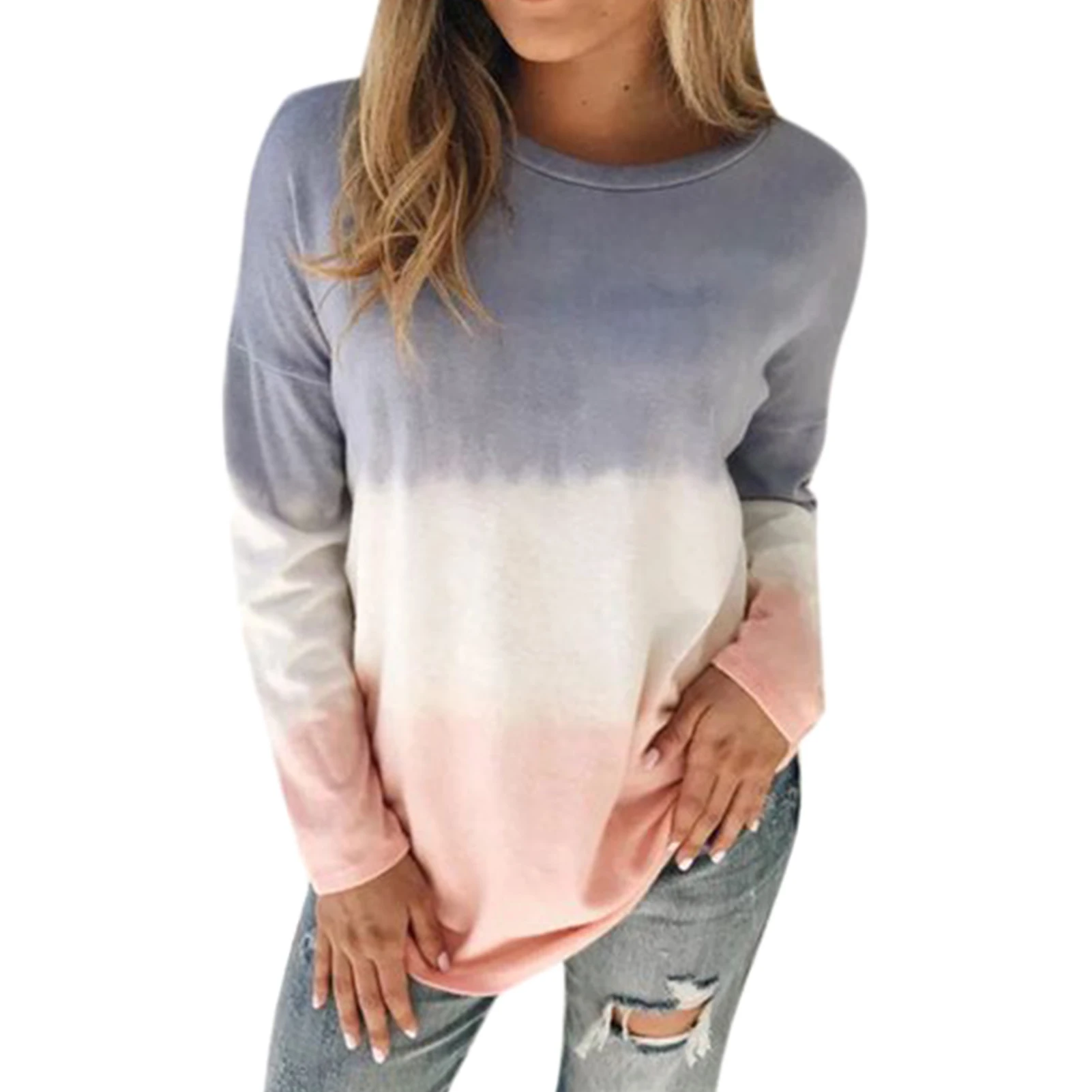 

For Women Tie Dye Pullover Crewneck Sweatshirt Polyester Fashion Colorblock Autumn Winter Loose Fit Long Sleeve Comfortable Gift