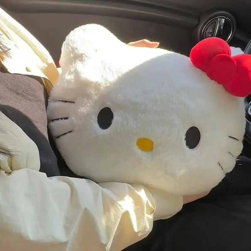 Miniso Anime KT Cat Cute Cartoon Head Plush Pillow Sofa Bedside Cushion Car Cushion Nap Pillow Best Birthday Gifts for Girl 2