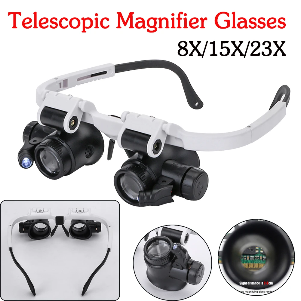 Jeweler Watchmaker With Led Light Magnifying Glass 8X 15X 23X Headband