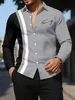 Striped Printed Men's Long-sleeved Shirt Summer Casual Men's Single-breasted Shirt Beach Pool Party Men's Fashionable Shirt 2