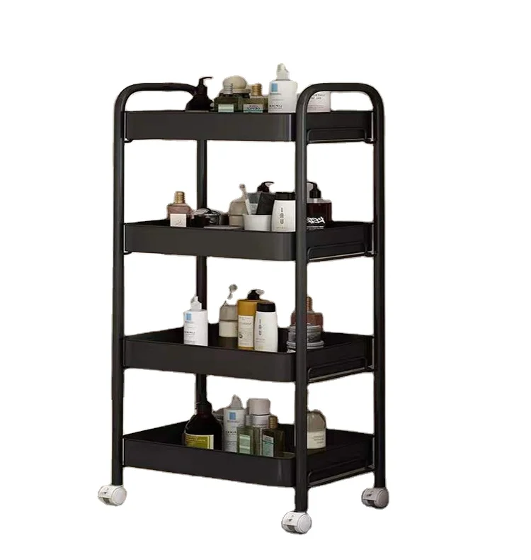 

Removable storage rolling cart storage rack four layer second-hand household kitchen rack trolley