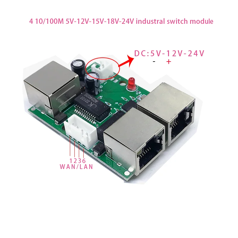 미니 PCBA 4 포트 네트워크 미니 이더넷 스위치 모듈, 10, 100Mbps, 5V..