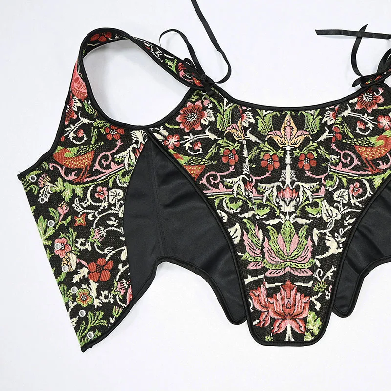 Damen Luxus Patchwork Korsett-Top Vintage Tierdruck Mieder Stahlkorsett Rückenschnürung Bühnenkostüm Formgebende Weste Übergröße – Detail 24