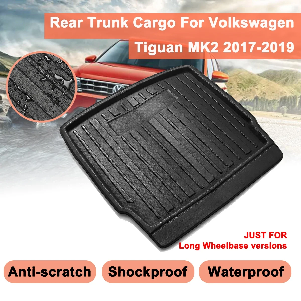 

Автомобильный подкладка для Volkswagen для VW Tiguan MK2 2017 2018 2019 багажник задний багажник матовый коврик напольный коврик