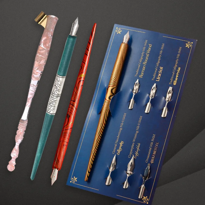 

New Round Rod Dip Pen Student English Calligraphy Practice Pen Straight Rod Oblique Rod Comic Dip Pens Writing Supplies