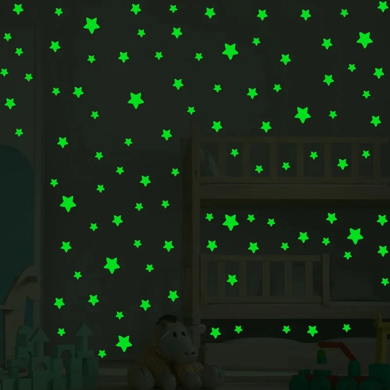 Luminous Wall Stickers Fluorescent Stickers Window Decal Luminous Stars Wall Stickers for Kids Rooms Home Decoration Living Room Window Decor Fluorescent Decals Glow in the Dark Stickers