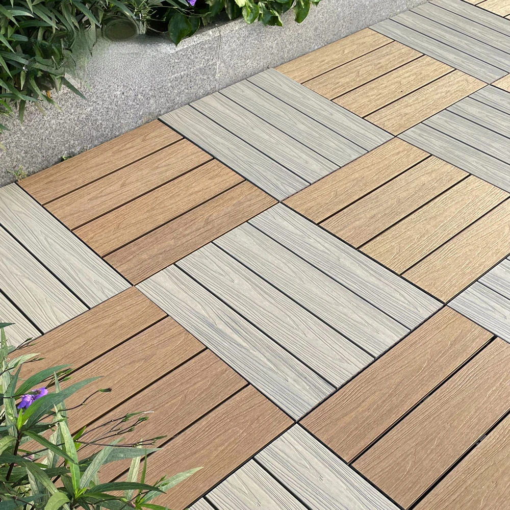 3 items DIY WPC Decking Easy Install Card-Type Wood Plastic Floor Waterproof Mothproof & Nail-Free for Courtyard & Terrace solid wood flooring