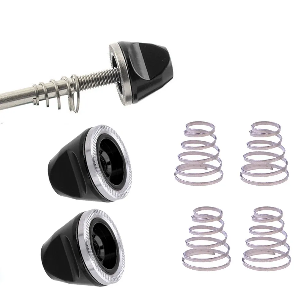 Bicycle Quick Release Nuts 4 X QUICK RELEASE Bike Wheel SKEWER SPRING + 2 X M5 NUT Screw Nut Axle Bolt Bicycle Accessories