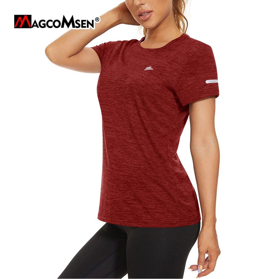 Women's Workout Short Sleeve Athletic Running Gym Tee Shirts Crew Neck Summer Tops T