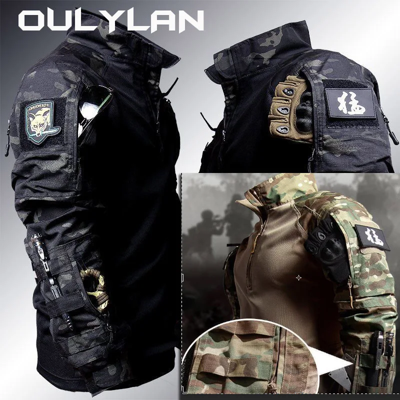 Tactical Hunting Suit Outdoors Training Durable Breathable Camo Set Waterproof Quick Drying Combat Two Piece Set tactical combat suit
