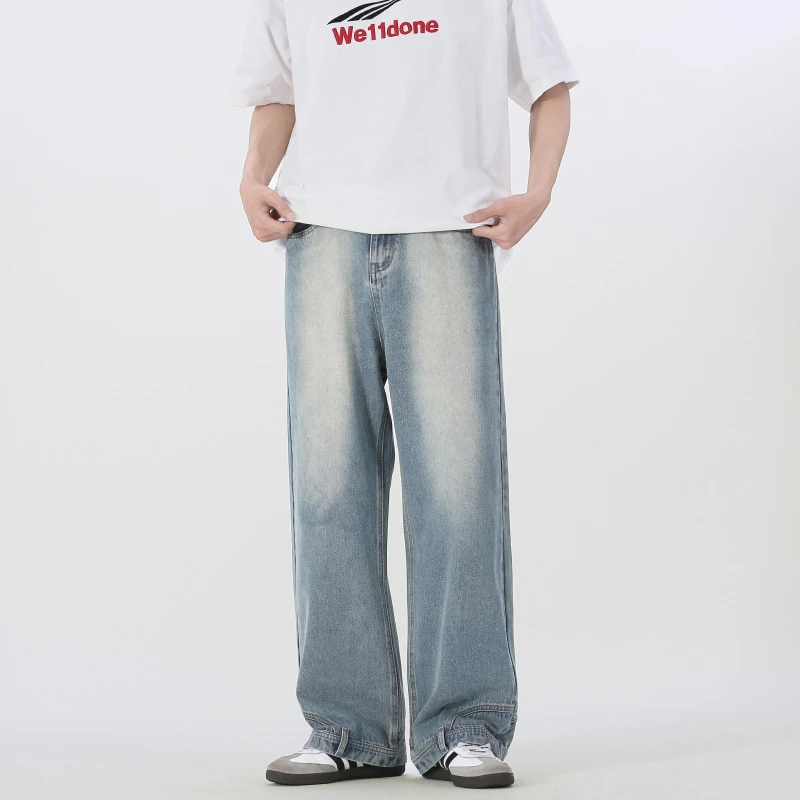 

Fashionable 2024 Spring Summer American Style Men's Reversible Jeans Male Straight Wide Leg Pants