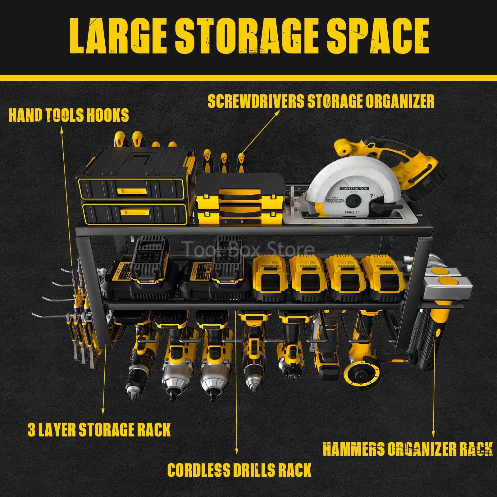 Power Tool Rack Electric Drill Holder Wall Mounted Floating Tool Shelf Heavy Drill Storage Rack Workshop Garage Organizer