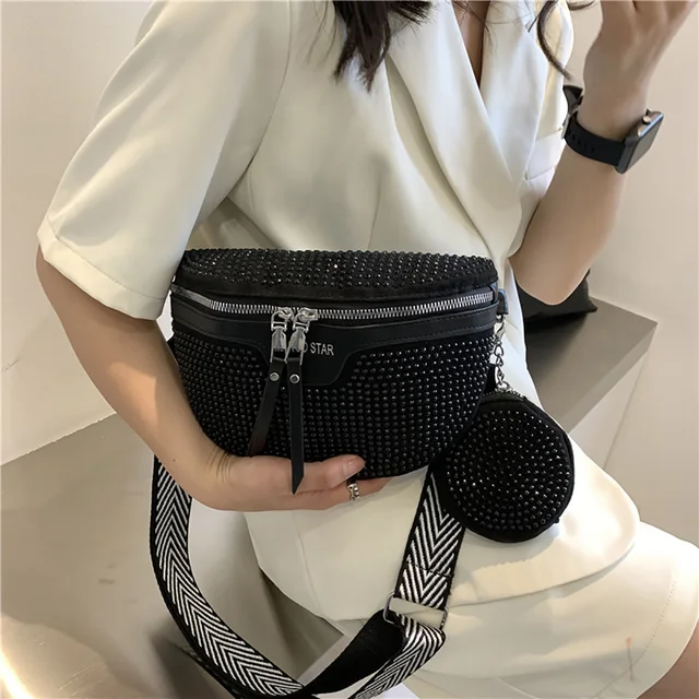 Pudcoco Women Girls Fashion Fanny Pack Shiny Leather Pouch Chest Bag Adjustable Belt Waist Bum Bag Phone Travel Sports Purse Other