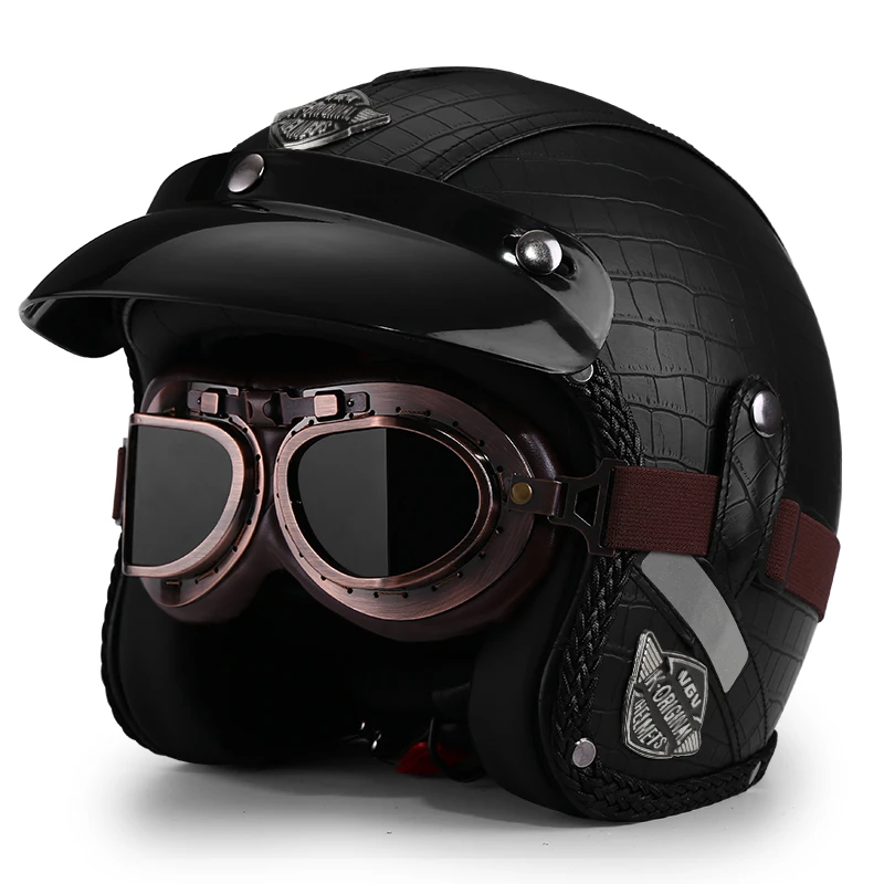 GAOZ Retro Open Gezicht Motorhelm voor Paar Volwassenen Mannen