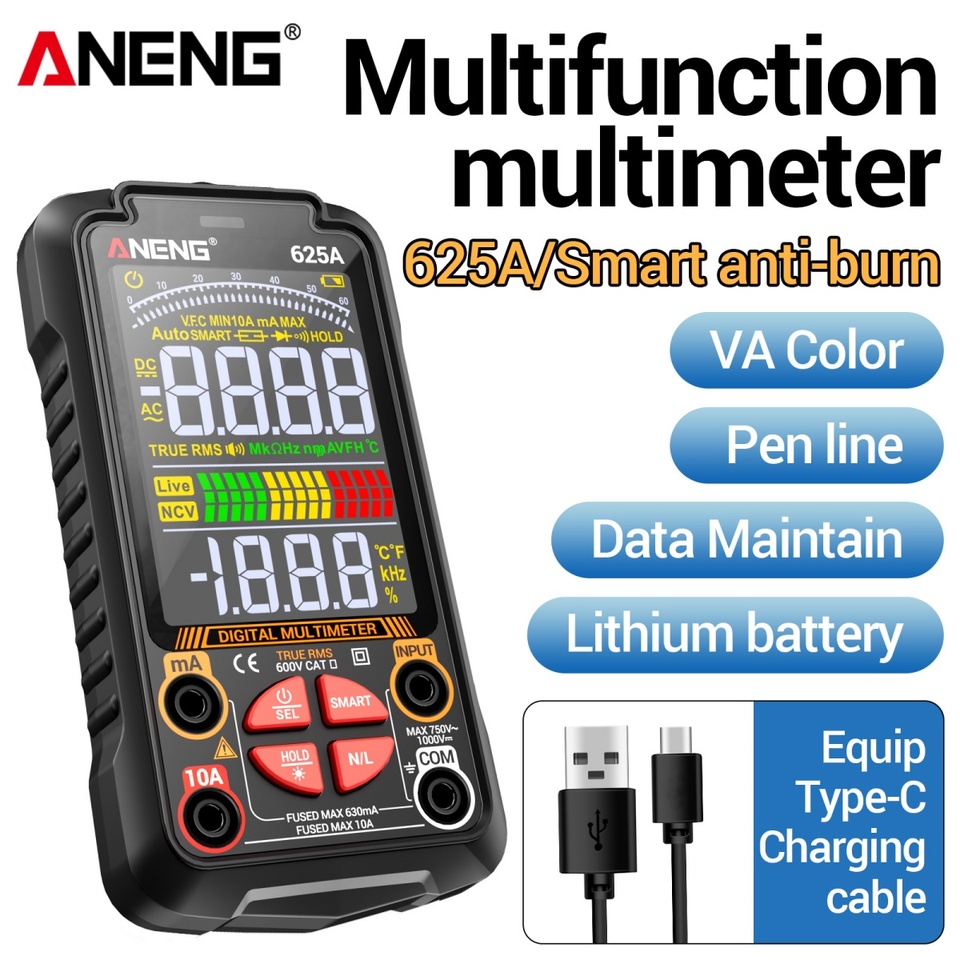 ANENG 625A Digital VA color screen Multimeter  Rms Multimeters AC/DC Current Meter Voltimetro Profesional Voltage Tester f