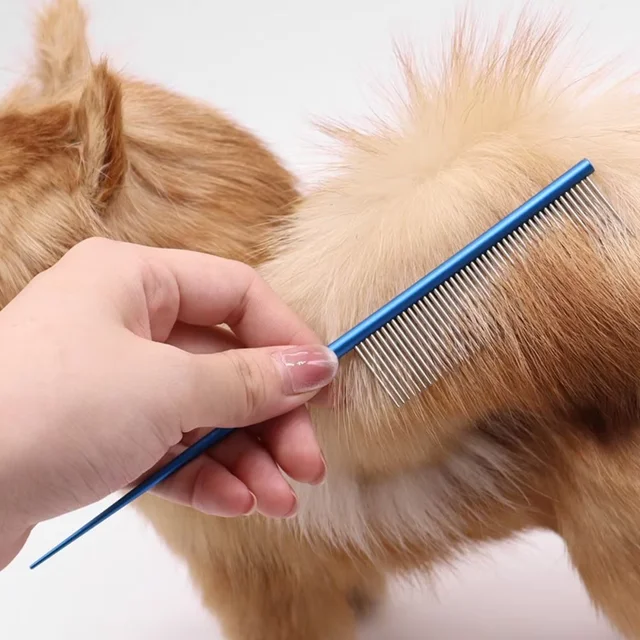 Stainless Steel Pet Flea Comb Practical Colorful Non-rust Dog Grooming Comb Dense Tooth Pet Hair Comb Cleaning Stainless Steel Pet Flea Comb Practical Colorful Non-rust Dog Grooming Comb Dense Tooth Pet Hair Comb Cleaning