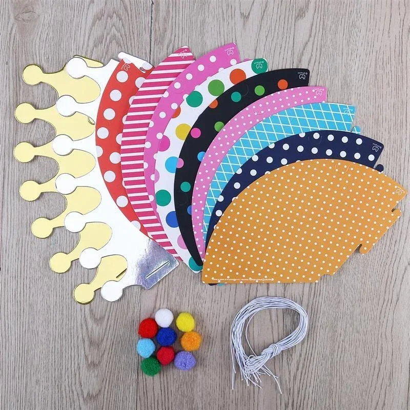 11 Pieces Happy Birthday Party Hats Polka Dot DIY Cute Handmade Cap Crown Shower Baby Decoration Boy Girl Gifts Supplie