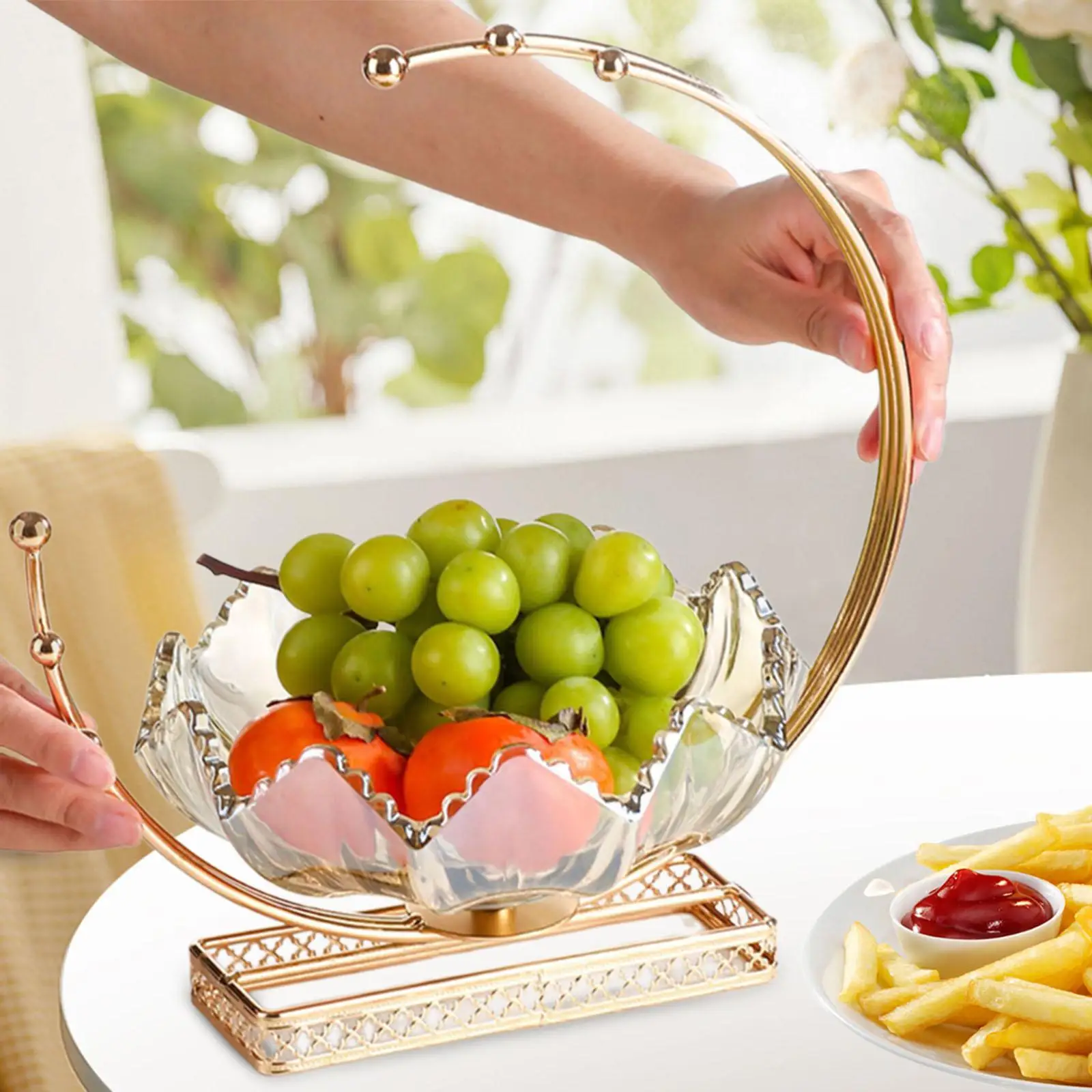 Luxury Fruit Tray Snack Bowl Party Display Centerpiece Decoration Table Organizer Serving Dish for Candy Nuts Living Room