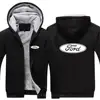 Sweatshirt Coat Pullover Tops Ford car logo 2022 Men's New Winter Long Sleeves Print Thicken Warmer Jacket Sport Hoodies Zipper 1