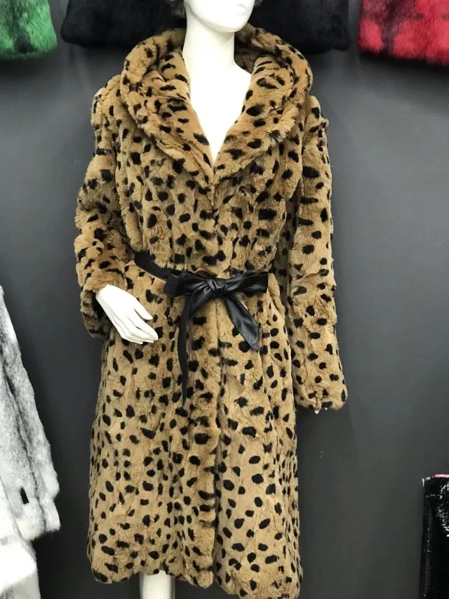 Real Rex Rabbit Natural Fur Coat Female Hoodies Zipper Poncho Jackets Winter Clothes Woman Fluffy Fur Warm Fashion Coat Big Size