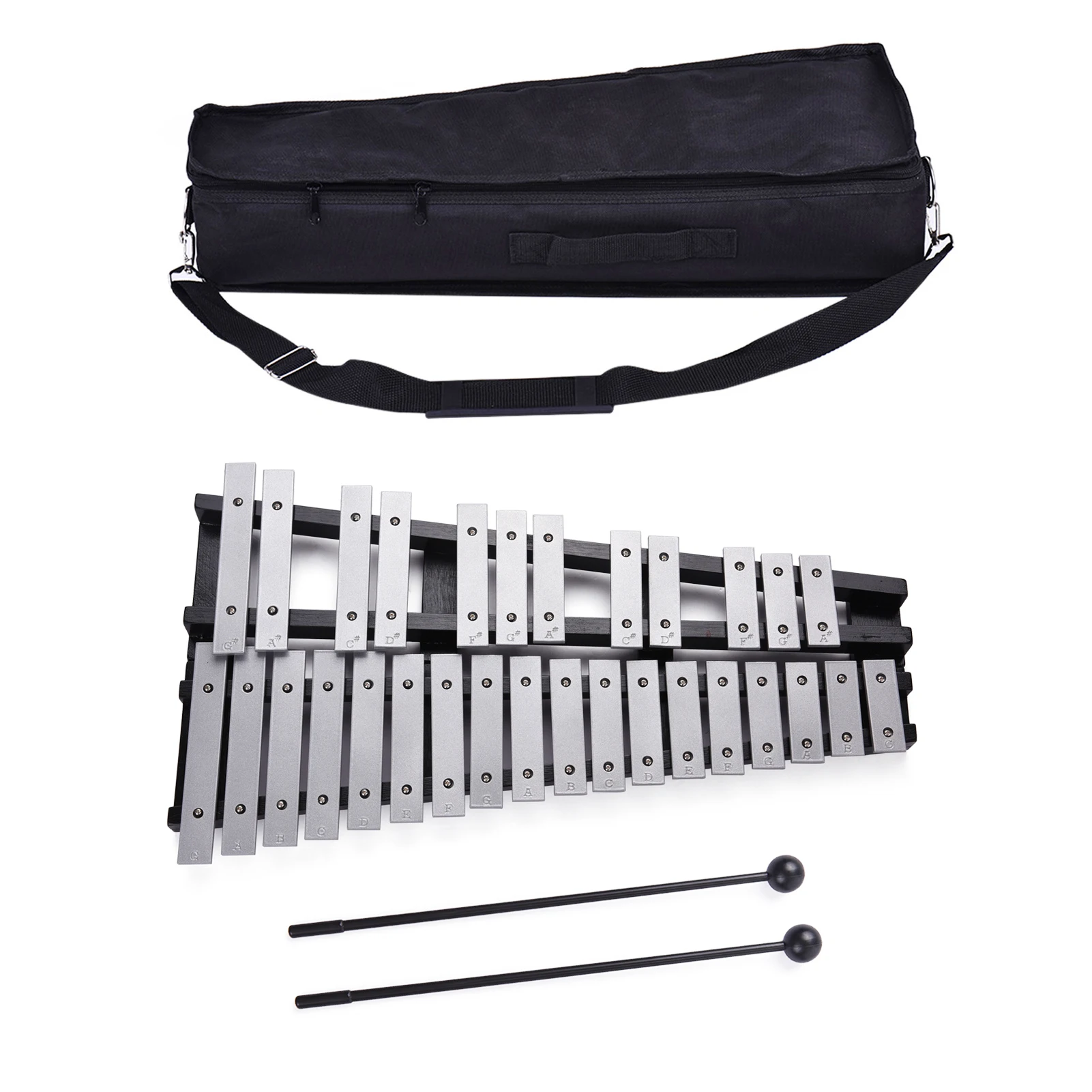 30NoteGlockenspielXylophoneFoldableWoodenFrameAluminumBarsEducationalPercussion