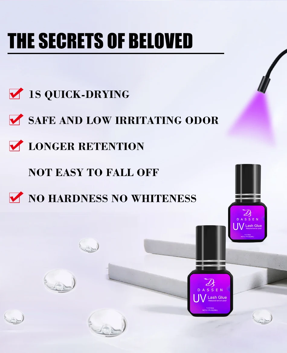 Description Picture 3 of itemDassen UV Glue Grafting False Eyelash Glue 1s quick-drying long-lasting Glue For Lash Extension Supplies
