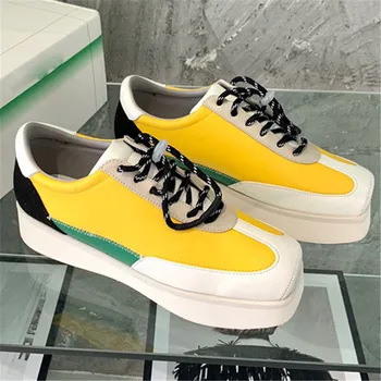 Casual Ladies Sneakers Designer Brand Platform Women's Trainer Shoes Spring Autumn Leather Female Fashion Chunky Flat Shoes New