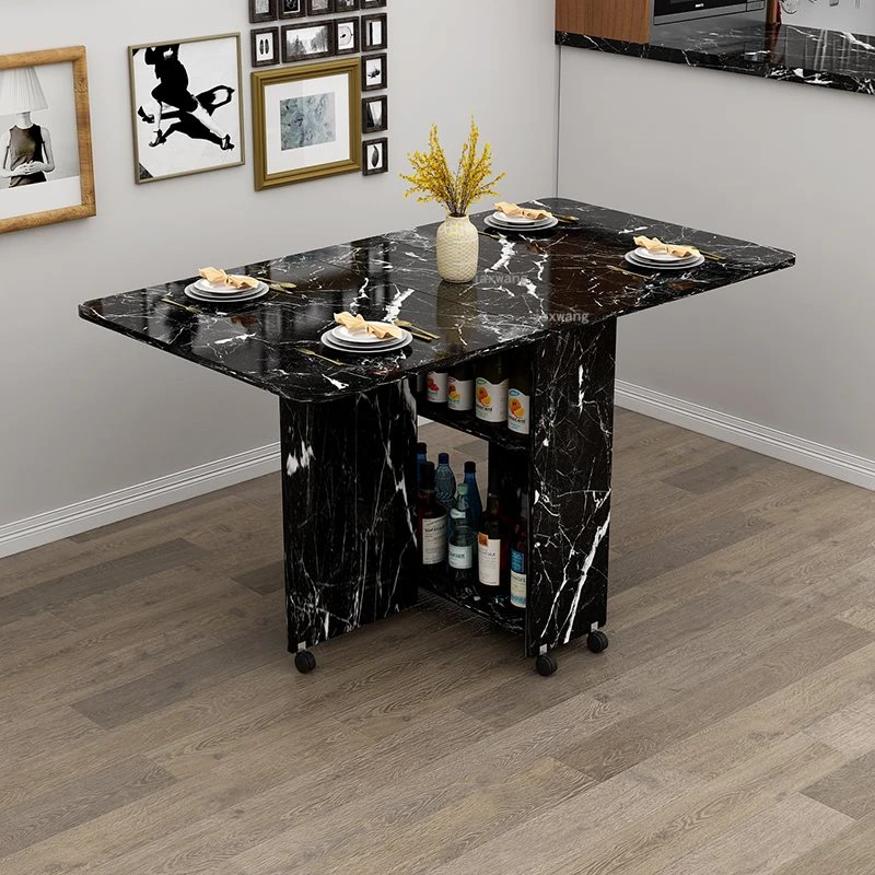 

Movable Pulley Dining Tables Modern Kitchen Nordic Wooden Folding Table Creative Storage Cabinet Dining Table Home Furniture