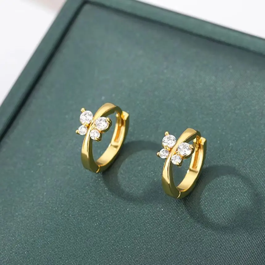 Zircon Butterfly Earrings Fashion Piercing Stainless Steel