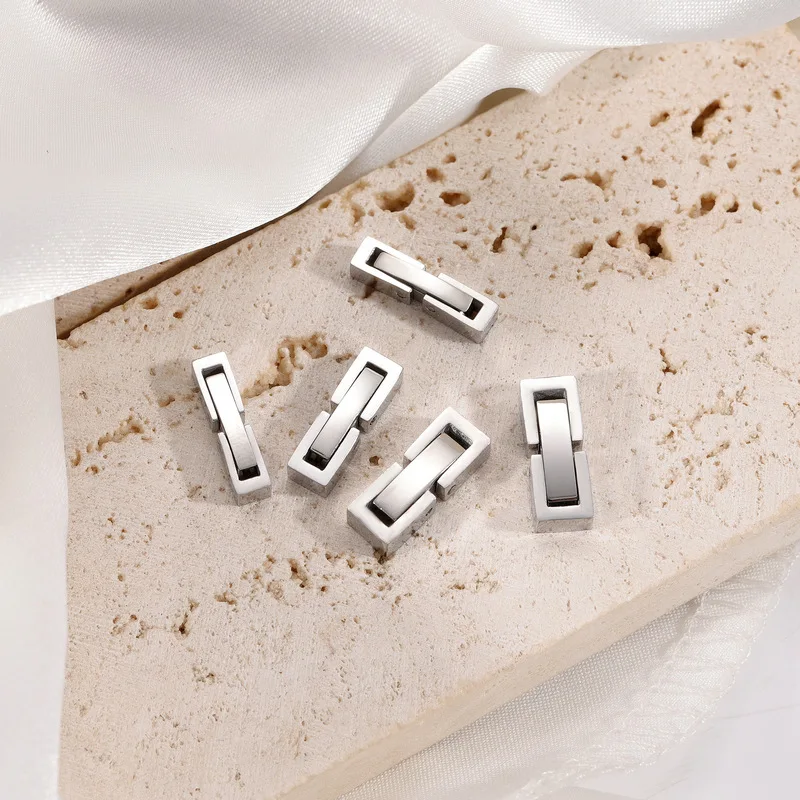 2 Stück Faltschließe aus Edelstahl für Armbänder, Halsketten, Verschluss, Endkappen, Clip-Link-Erweiterungen für die Herstellung von DIY-Schmuck – Detail 2