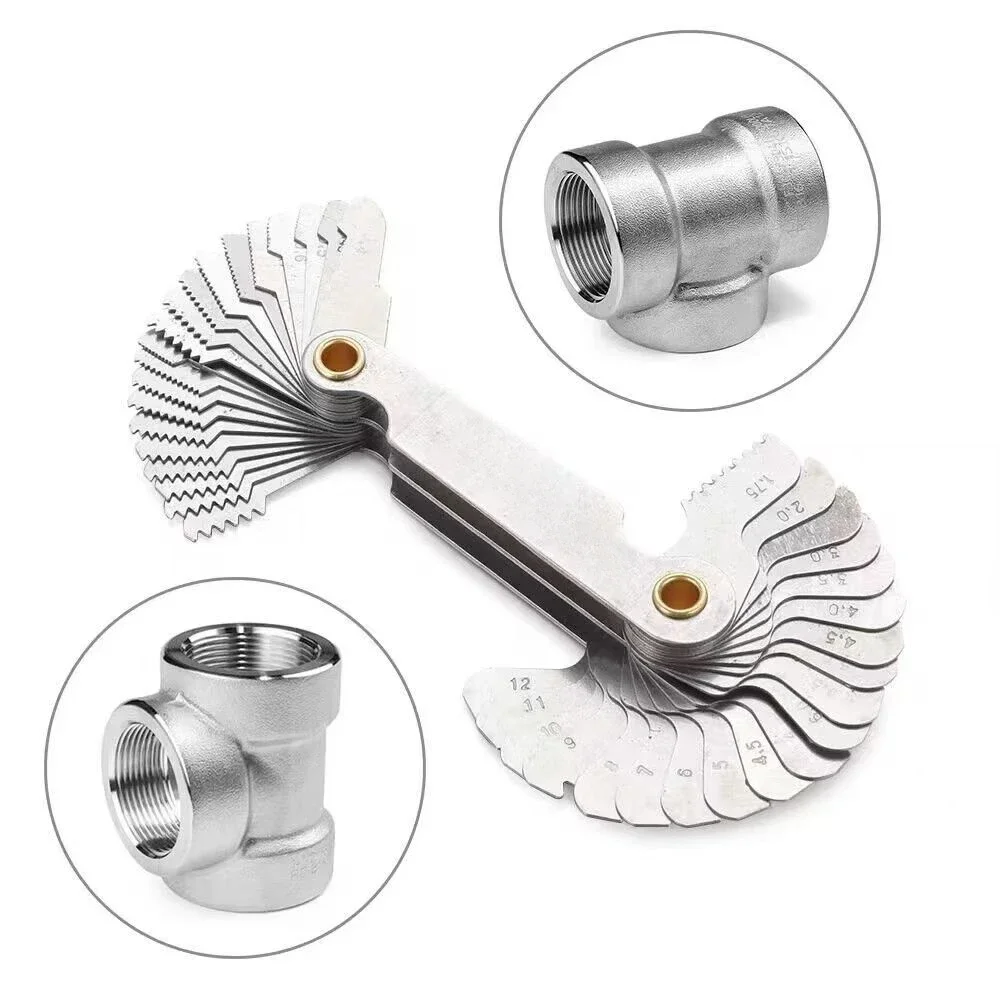 Stainless Steel Pitch Scale Measuring Tool 40Blades High Precision Metric 60 and Imperial 55 degree One Pcs thread gauge Samples