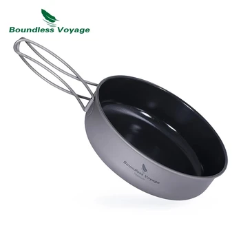 Boundless Voyage-티타늄 비 스틱 프라이팬, 접이식 손잡이 포함, 가벼운 프라이팬, 주방 접시, 그릇, 철판 팬, 85g