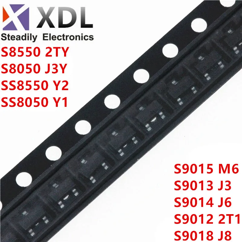 50PCS S8050 S8550 SS8050 SS8550 S9012 S9013 S9014 S9015 S9018 J3Y STY Y1 Y2 2T1 J3 J6 M6 J8 SMD Transistor SOT23