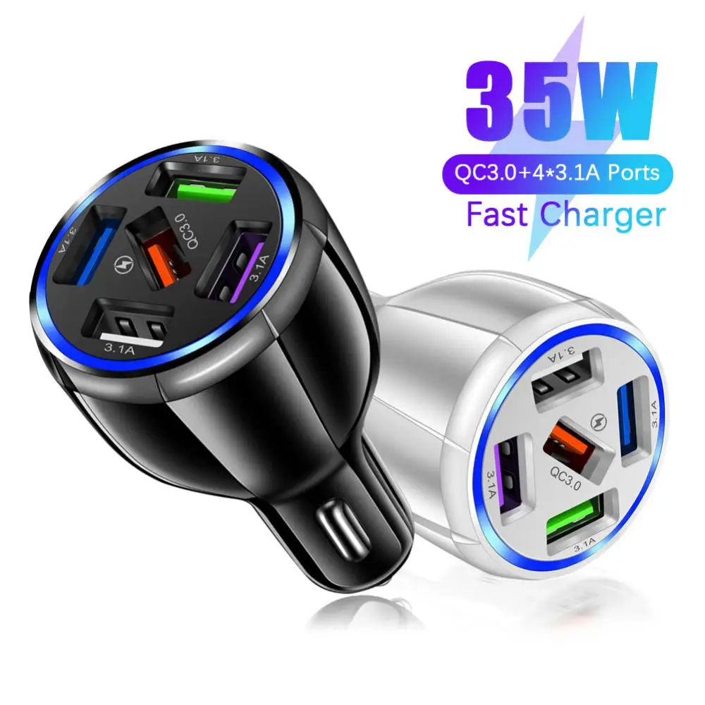 5 Ports USB Car Charge Quick Mini Fast Charging For 12 Tablet Mobile Phone Charger Adapter in Car