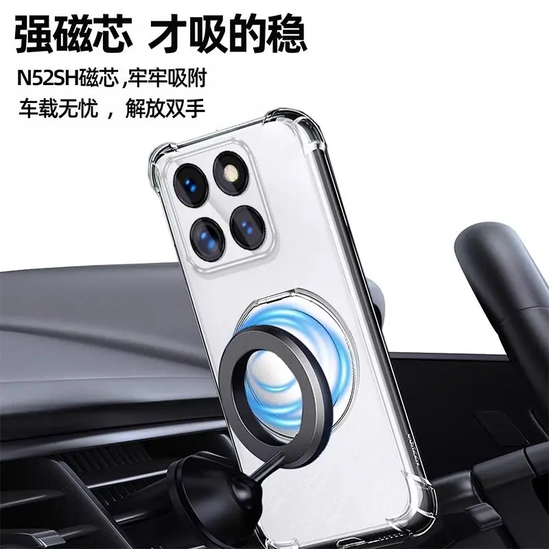 360° Rotating Stand Transparent Shockproof TPU Case with Magsafe Compatibility